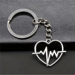 3/$25 Electrocardiogram Heart Beat Stainless Steel Keychain NEW
